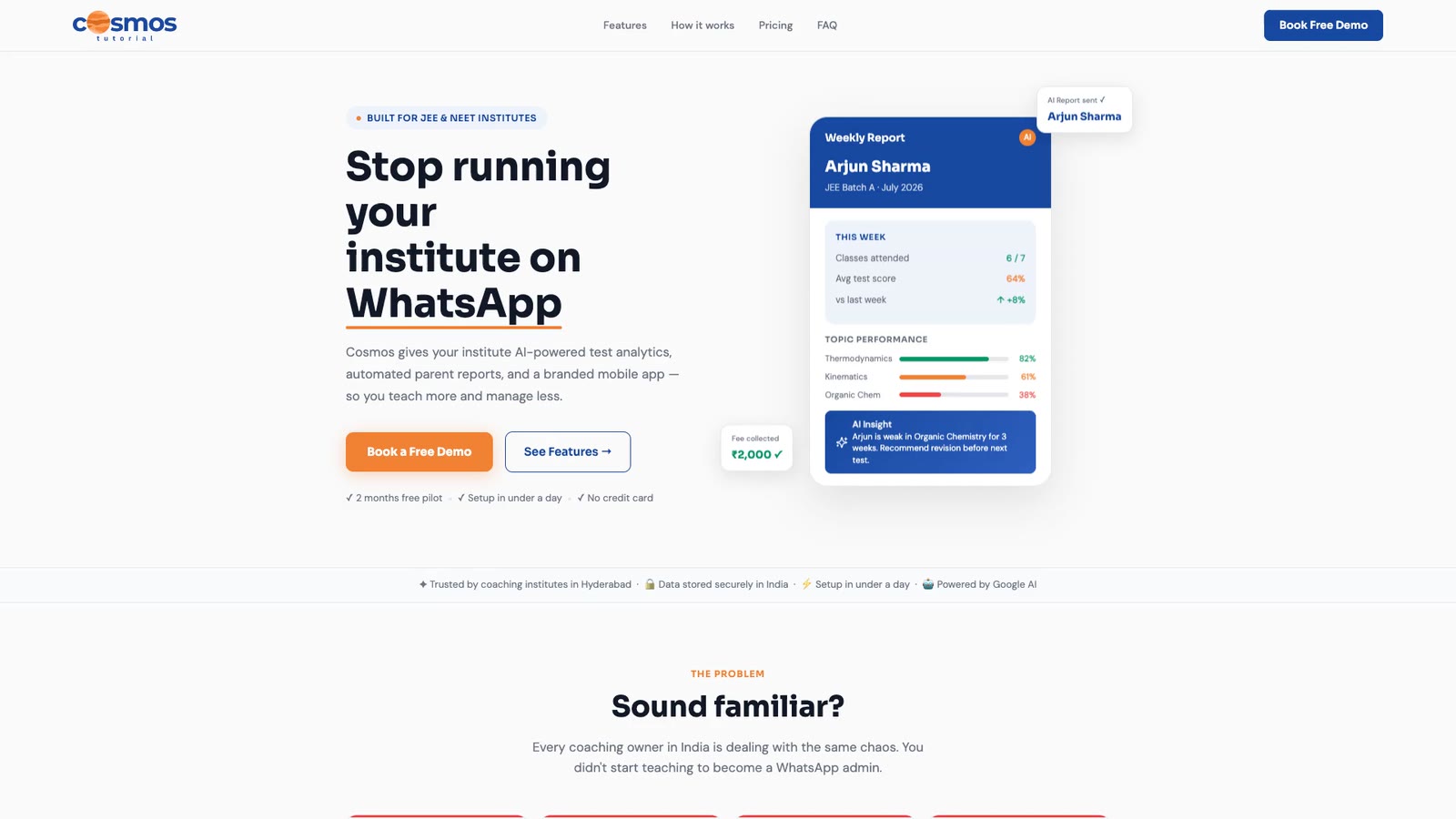 Cosmos Tutorial, a frame from the website